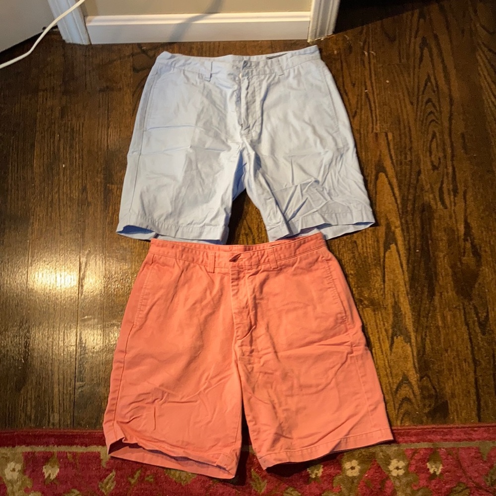 Vineyard Vines baby blue and Nantucket red shorts